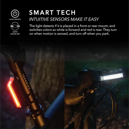 Vista 2 de REDSHIFT ARCLIGHT - Luz LED para bicicleta, de doble color, luz delantera y trasera para montar de día y noche, duración de la batería de más de 36