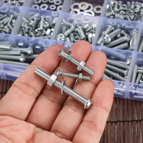 Vista 4 de Kit de surtido de 720 piezas de tuercas y pernos, juego de tornillos y tuercas de acero al carbono M3 M4 M5 y arandelas, juego de tornillos