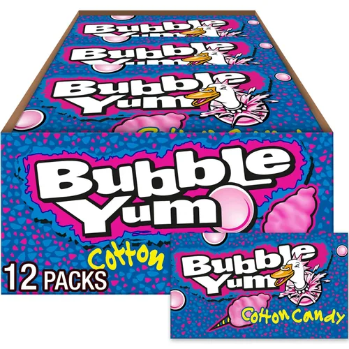 BUBBLE YUM Cotton Candy Chewy, paquetes de goma de mascar, 2.82 onzas (12 unidades, 10 piezas)
