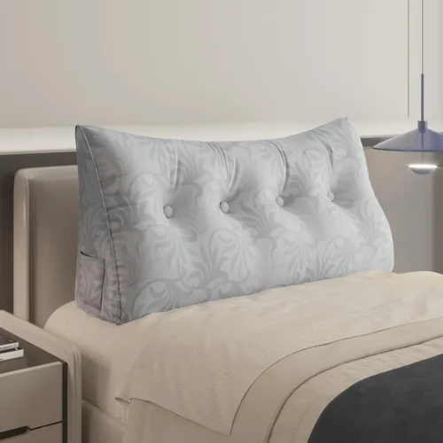 Vista 37 de WOWMAX - Almohada grande triangular con respaldo para cabecera, almohada de posicionamiento para lectura en forma de cuña, con funda extraíble