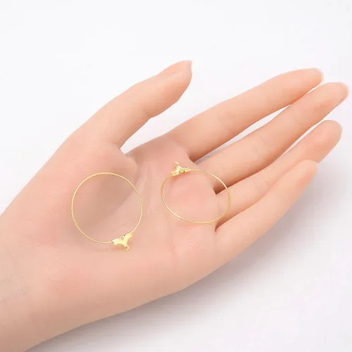 Vista 2 de 10 piezas Adabele resistentes al deslustre de 1.181 in círculo redondo con cuentas de aro chapado en oro amarillo de 18 quilates para aretes