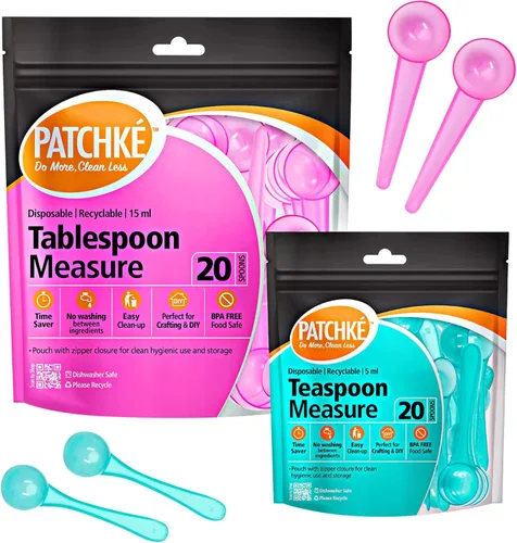 Juego de 40 cucharas medidoras de plástico – 20 cucharaditas + 20 cucharadas, cucharadas pequeñas para café, fórmula para bebés, proteína en polvo,