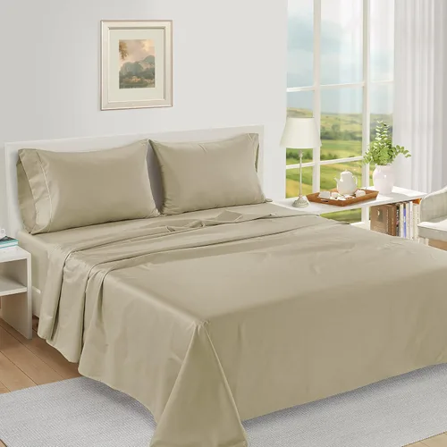 Vista 117 de LANE LINEN - Sábanas individual 100% algodón egipcio suave, cómodo y grueso de calidad de hotel, costuras reforzadas totalmente elásticas, sin
