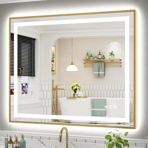 Vista 93 de Briivue Espejo de baño LED de 20 x 28 pulgadas con luces, retroiluminado y frontal iluminado, espejo de tocador de baño con luz antiniebla