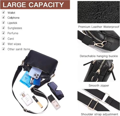 Vista 4 de AAPRR Small Crossbody Purse for Women Trendy Cell Phone Leather Shoulder Handbag With Wide Straps