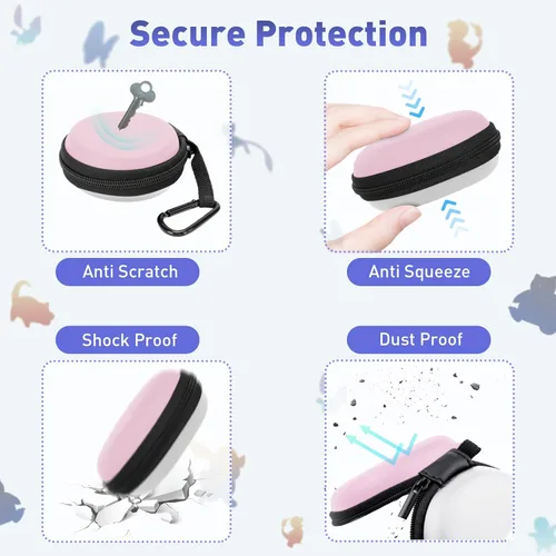 Vista 3 de Doohoeek Hard Carrying Bag for Pokémon GO Plus + 2023, Exact-Size Carrying Case for Pokemon Go Plus Plus with with Carabiner Clip, Pink White