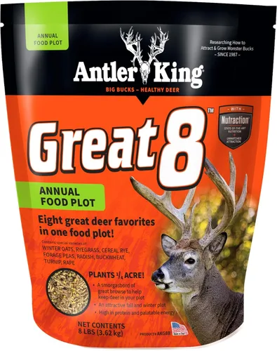 Antler King Gran parcela anual de 8 alimentos | Ocho grandes ciervos favoritos en una parcela de alimentos con alto contenido de proteínas y energía