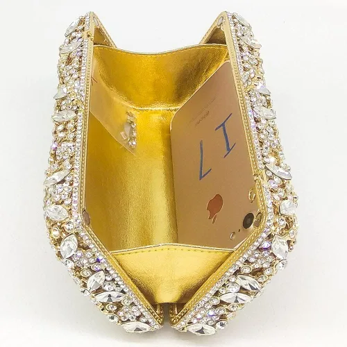 Vista 4 de Bolsos de noche con diseño de copo de nieve para mujer para boda boda novia con cristales