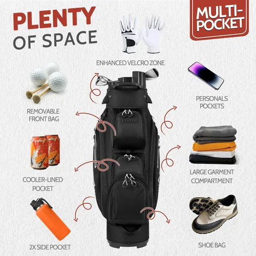 Vista 4 de UNIHIMAL Bolsa de carrito de golf de 14 vías Pro con divisor de longitud completa, bolsa de golf para hombres con asas y cubierta para lluvia
