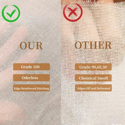 Vista 4 de 3 paños de queso, grado 100, 20 x 20 pulgadas, paños de queso con dobladillo para colar, 100% paños de muselina reutilizables sin blanquear