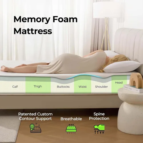 Vista 4 de Twin Size Mattress, 10 inch Cooling Gel Memory Foam Mattress in a Box, Green Tea Breathable Bed Mattress for Cooler Sleep & Pressure Relief, Medium