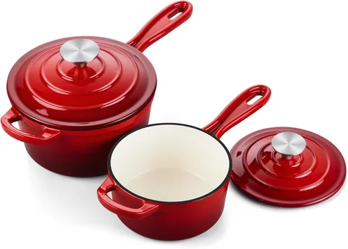 Vista 12 de Onader Enameled Cast Iron Sauce Pan, 1QT Small Saucepan with Lid, Cast Iron Sauce Pot, Enamel Dutch Oven, Nonstick & Heavy Duty – Cream White