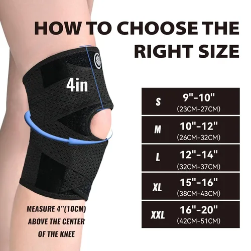 Vista 5 de Rodillera con estabilizadores laterales para dolor de rodilla, soporte de rodilla ajustable para desgarro de menisco, ACL, MCL, artritis