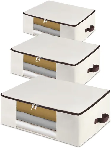 Vista 15 de iwill CREATE PRO Paquete de 2 bolsas de almacenamiento de lona de algodón de 25.6 x 17.7 x 9.1 in con ventana transparente, suaves, duraderas