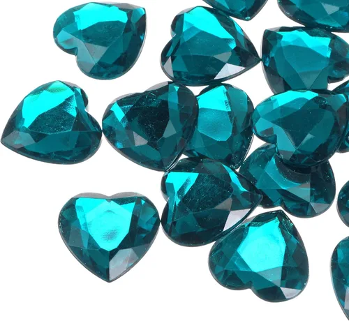 Vista 14 de MECCANIXITY 20 piezas de diamantes de imitación acrílicos de corazón de 0.98 pulgadas (0.984 in) con parte trasera plana, gemas de plástico