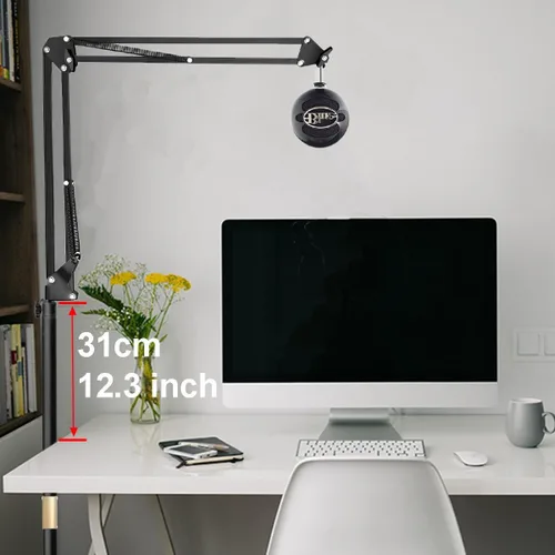 Vista 2 de Soporte de Piso para Micrófono para Blue Yeti, Nano, Snowball, HyperX, Razer, Logitech USB y Micrófono de Condensador, Brazo Articulado Ajustable