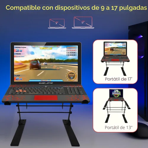 Vista 7 de Pyle PLPTS38 dispositivo universal dual de soporte para portátil, equipos de sonido estación de trabajo para mezclado de DJs
