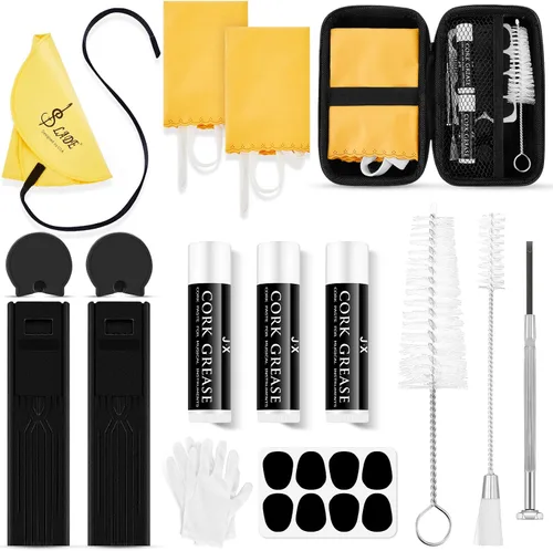 Vista 8 de Boao - Kit de limpieza de clarinete de 23 piezas, set de accesorios todo en uno con hisopo, cajas de cañas, grasa de corcho y reposapulgares, kit