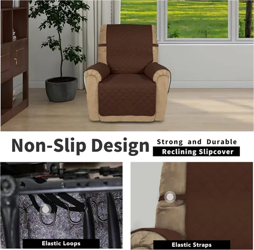 Vista 472 de Easy-Going - Funda reversible para sofá reclinable, resistente al agua, protector de muebles con correas elásticas, para mascotas y niños