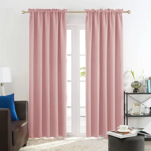Vista 25 de [Usado] Deconovo Cortinas opacas, aislamiento térmico, dobladillo para barra, reducción de ruido, certificado Oeko-TEX, cortinas de oscurecimiento