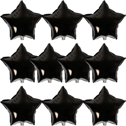 MEETINGU - Globos negros de 18 pulgadas con forma de estrella de Mylar para Negro 01