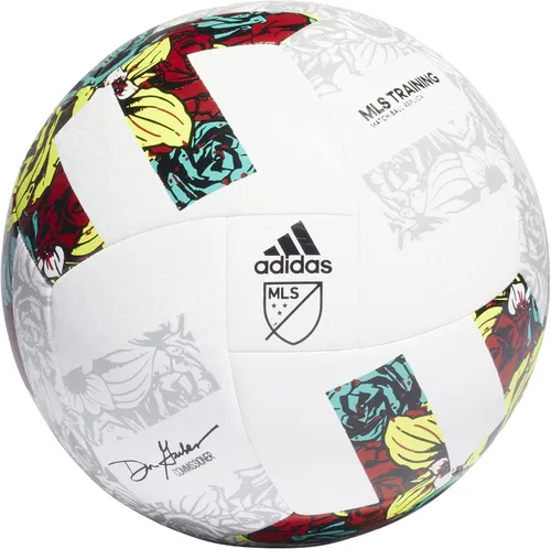 Vista 5 de Adidas, balón de fútbol de la MLS, unisex, para adultos, colores blanco/ amarillo solar/ azul poderoso, 4