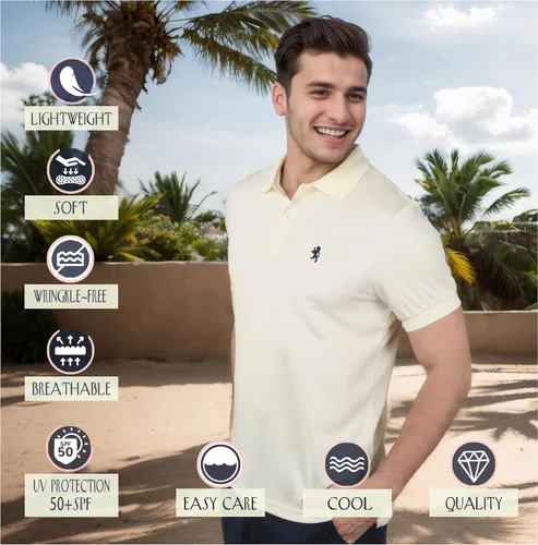 Vista 4 de Albert Morris Paquete de 4 camisas polo de manga corta a rayas para hombre