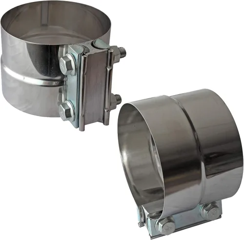 Vista 11 de Abrazadera de banda de escape de 2.5 pulgadas, junta de regazo de acero inoxidable con 1 bloque, 2 piezas para tubo de escape de 2.5 pulgadas