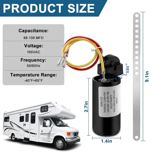 Vista 2 de AMI PARTS - Kit de arranque duro para aire acondicionado 8333A9021, compatible con kit de condensador de arranque duro Coleman 8333a9021 PKG