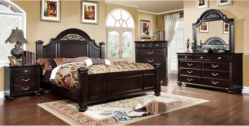 24/7 Shop at Home Syracuse - Juego de dormitorio de 6 piezas, tamaño Queen, nogal