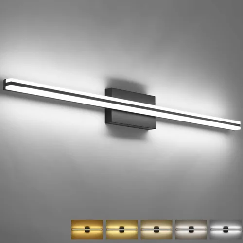 Vista 14 de SOLFART Lámparas de baño regulables sobre espejo LED modernas de 5CCT, luz de tocador negra de 24 pulgadas, luces de pared