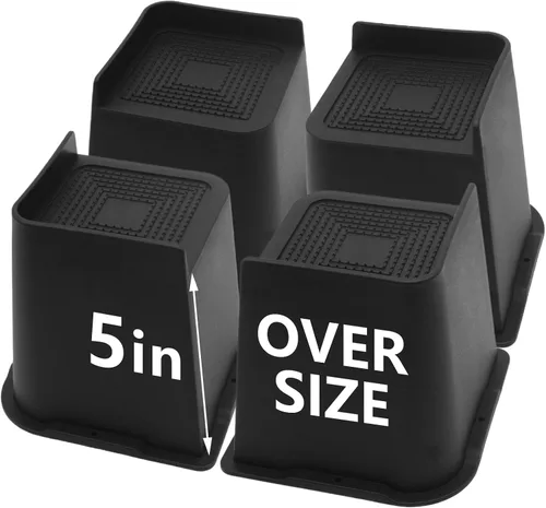 Vista 48 de Elevador de Cama de 8 Pulgadas de Alta Resistencia, 4 Paquetes de Elevador de Muebles Extra Grandes, Elevador de Cama Negro para Mesa, Sofá, Silla