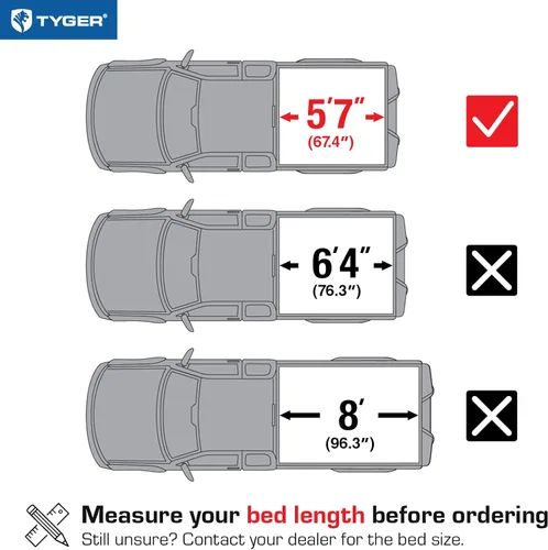 Vista 2 de Tyger Auto T1 Cubierta suave enrollable para caja de camioneta compatible con Dodge Ram 1500 2009-2018 y Classic 2019-2025, caja de 5 pies 7