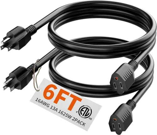 Vista 64 de HUANCHAIN Cable de extensión negro para interiores y exteriores, 3 pies, impermeable, calibre 16/3, flexible, resistente al frío, cable de extensión