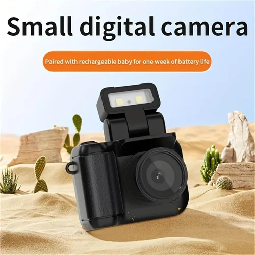 Vista 6 de Cámara retro a presión, mini cámara nostálgica de visión vintage, mini llavero de tamaño pulgar con luz flash LED, cierre retro con 6 interruptores