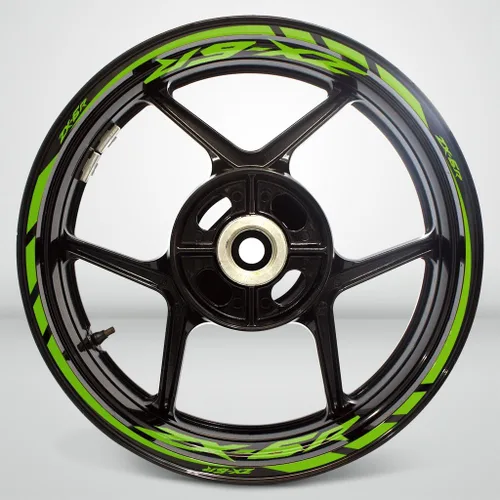 Vista 2 de Calcomanía de llanta de motocicleta, calcomanía de accesorio de rueda para Kawasaki ZX6R, Brillo verde claro