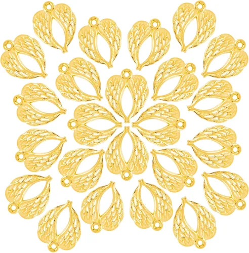 Vista 10 de Framendino, Dijes de alas de ángel con alas de oro, dije de alas de metal para pulseras, collares, aretes, suministros de fabricación de joyas