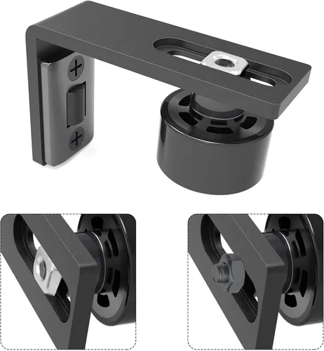 Vista 5 de CCJH Paquete de 2 guías de piso para puerta corrediza de granero, guía de rodillo ajustable montada