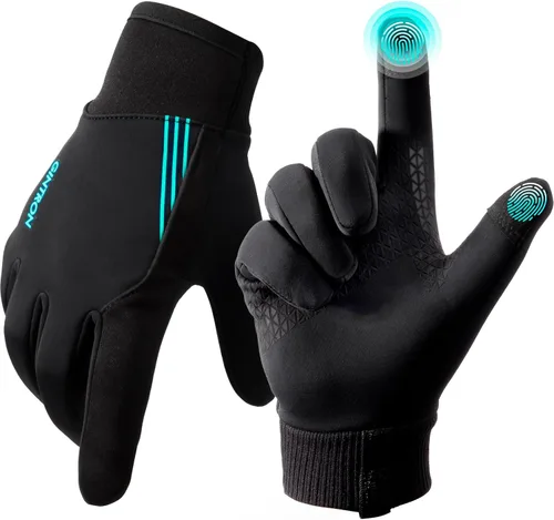 GINTRON Winter Gloves for Men Women, Touchscreen Friendly Warm Gloves with Anti-Slip Silicon Palm, Windproof and Waterproof Winter Running Gloves