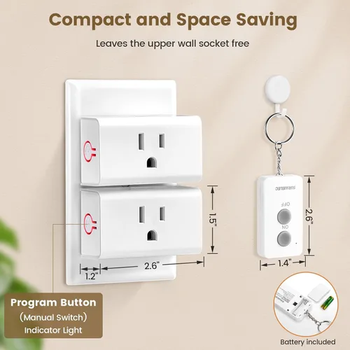 Vista 4 de SURAIELEC Toma de control remoto, interruptor de luz inalámbrico, llavero remoto, 15 amperios, rango de 100 pies, sin interferencias, kit
