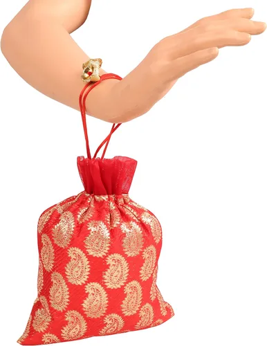 Vista 2 de Handcrafted Traditional Indian MultiColor Colors Drawstring Purse Bag Pouch Potli for Gift Jewelry Packaging