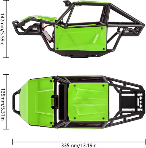 Vista 3 de INJORA Nylon Rock Buggy Roll Cage Body Shell Kit de chasis para SCX10 II 90046 UTB10 110 RC Crawler Piezas de actualización (verde)