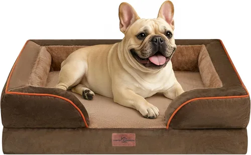 Vista 183 de Comfort Expression Cama ortopédica para perros extra grandes de 45 x 35 pulgadas, cama para mascotas XL de espuma tipo caja de huevos impermeable