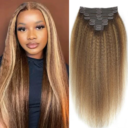 Vista 84 de Extensiones de cabello con clip de 12 pulgadas, rizado birmano, negro natural, extensiones de cabello con clip rizado birmano, cabello humano real