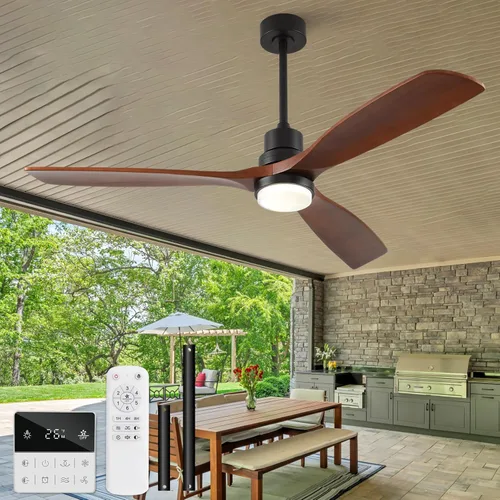 Vista 11 de Ventiladores de techo de 36 pulgadas para exteriores con luces y control remoto, ventiladores de techo de madera para exteriores regulables de 3