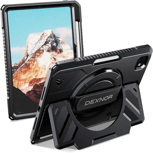 Vista 9 de Dexnor Funda para iPad Air de 11 pulgadas M3/M2, iPad Air de 5ª/4ª generación de 10.9 pulgadas Funda Resistente con correa de mano giratoria