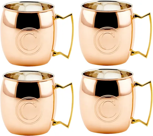 Vista 12 de Old Dutch International Taza sólida Moscow Mule, 16 onzas, monograma A, cobre