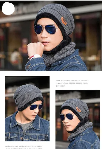 Vista 2 de Winter Gloves Beanie Hats, Scarf and Touch Screen Gloves Set for Men and Women, Warm Knit Cap Set