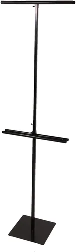 SSWBasics Adjustable Black Metal Banner Stand - Black - Accommodates 2 x 6' banners -