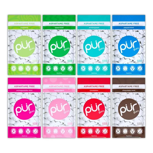 Vista 33 de PUR Gum Chicle sin Aspartame 100% Xilitol Chicle con sabor natural a menta verde, 55 piezas (Paquete de 1)